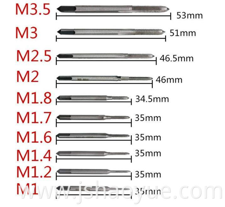 tap die drill bit chart